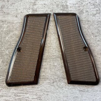VINTAGE BROWNING P35 HI-POWER DARK WOODEN GRIPS, JAMES EARL JONES COLLECTION #5-11632