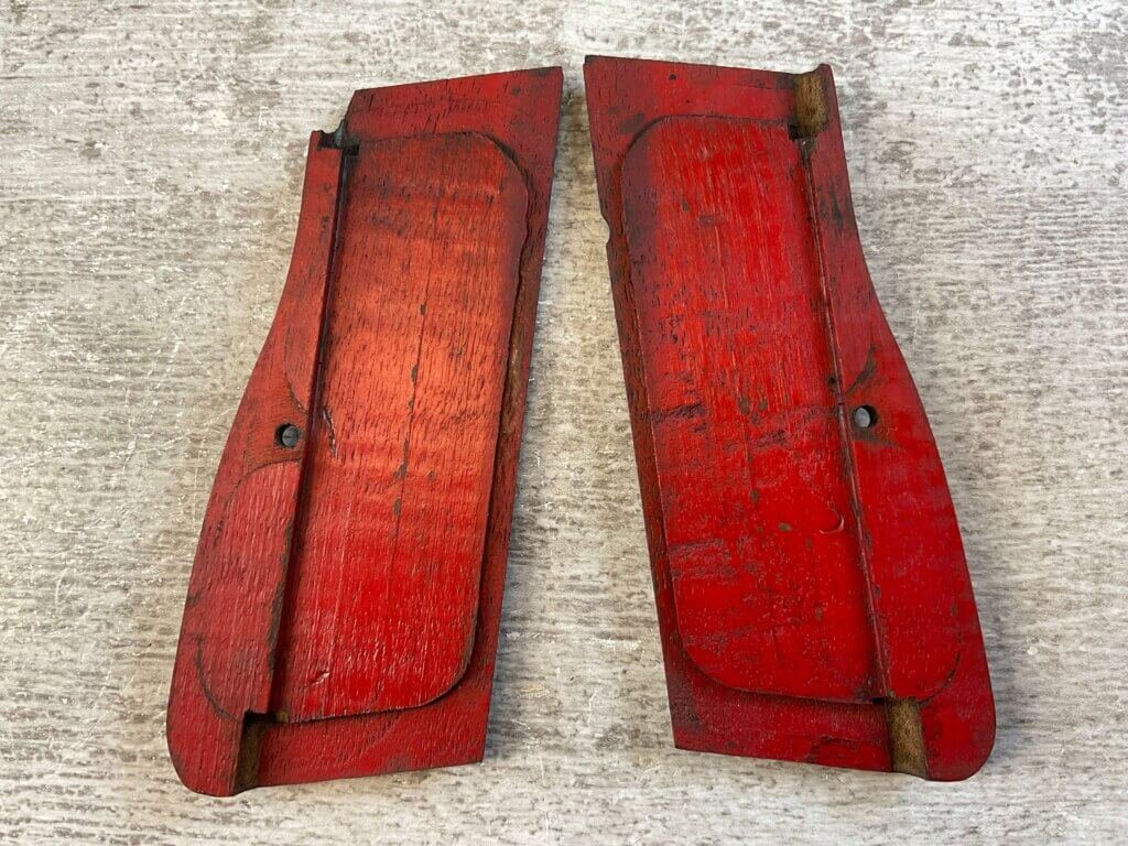 VINTAGE BROWNING P35 HI-POWER DARK CHERRY (RED BACK) WOODEN GRIPS, JAMES EARL JONES COLLECTION #5-11633