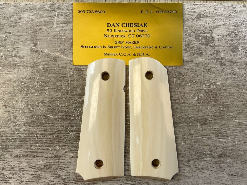DAN CHESIAK HANDMADE COMMANDER 1911 REAL IVORY GRIPS, JAMES EARL JONES COLLECTION #5-11669