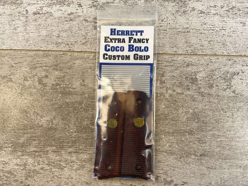 HERRETT EXTRA FANCY COCO BOLO 1911 CUSTOM GRIPS, JAMES EARL JONES COLLECTION #5-11696