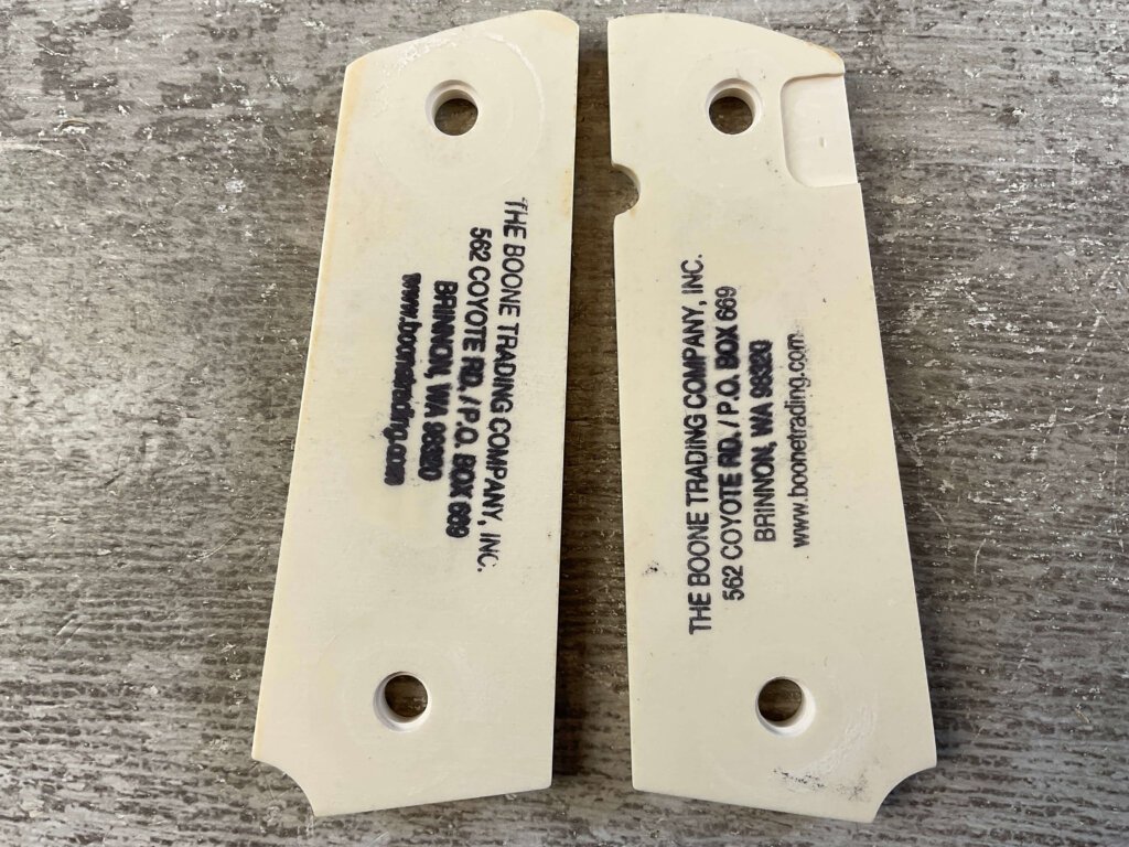 THE BOONE TRADING CO. 1911 SIMULATED IVORY GRIPS, JAMES EARL JONES COLLECTION #5-11718