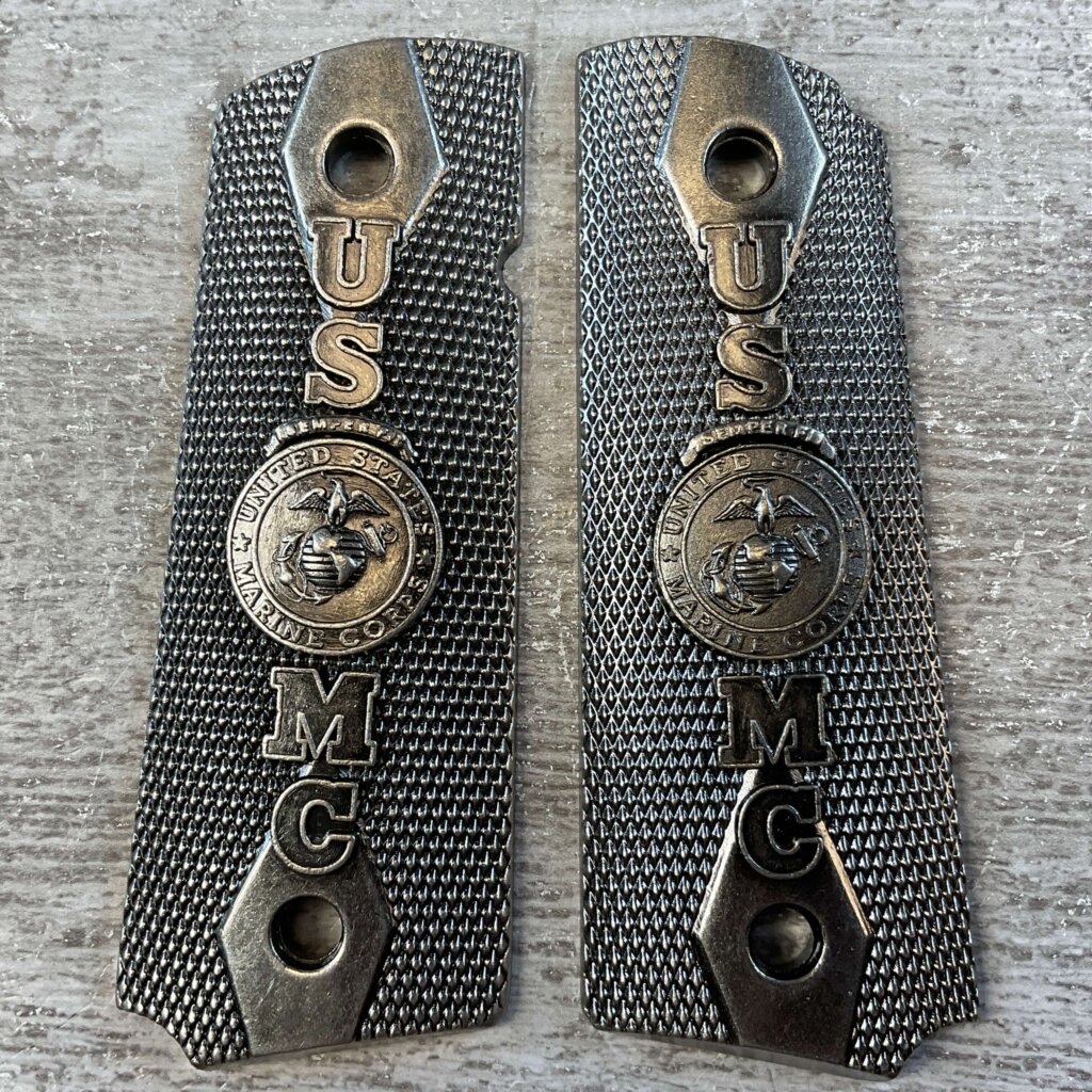 U.S. MARINE CORPS 1911 PEWTER GRIPS, JAMES EARL JONES COLLECTION #5-11728