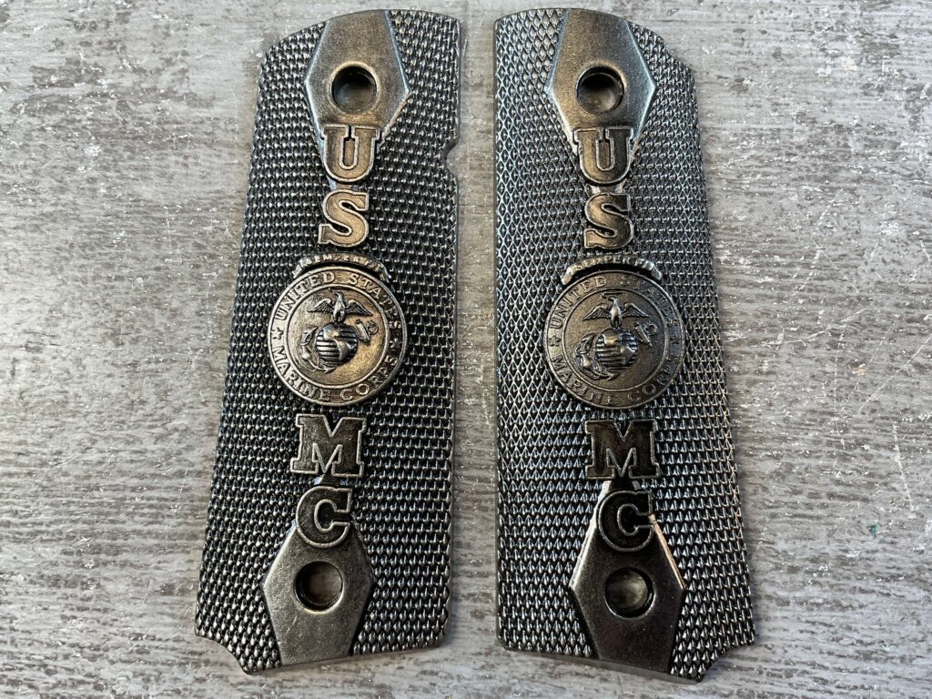 U.S. MARINE CORPS 1911 PEWTER GRIPS, JAMES EARL JONES COLLECTION #5-11728