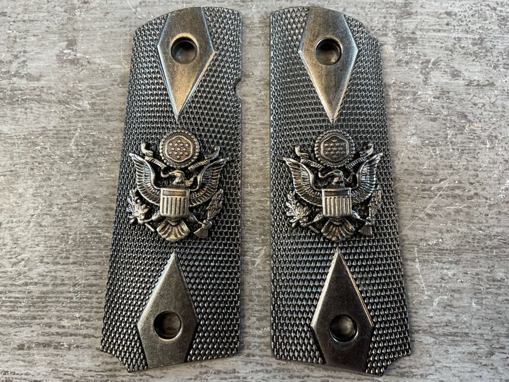 GREAT SEAL OF THE UNITED STATES 1911 PEWTER GRIPS, JAMES EARL JONES COLLECTION #5-11729