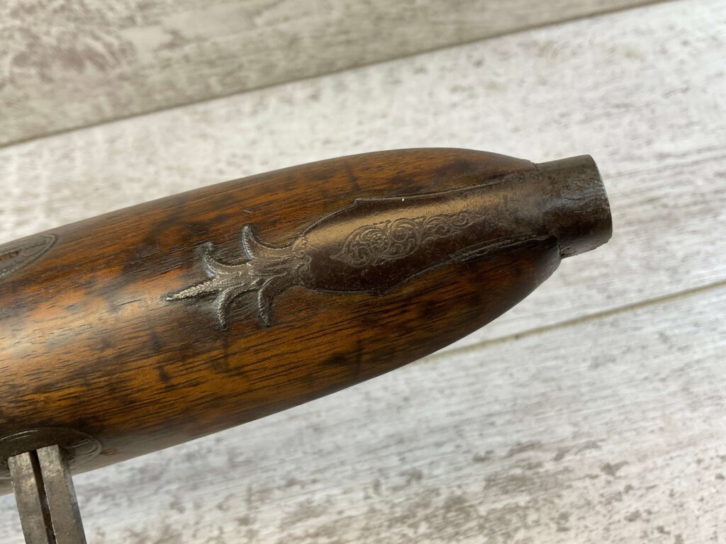 HOLLIS AND SHEATH LONDON 8GA. BLACK POWDER SXS DOUBLE BARREL DAMASCUS SHOTGUN, JAMES EARL JONES "FAVORITES" COLLECTION, ANTIQUE #5-11080