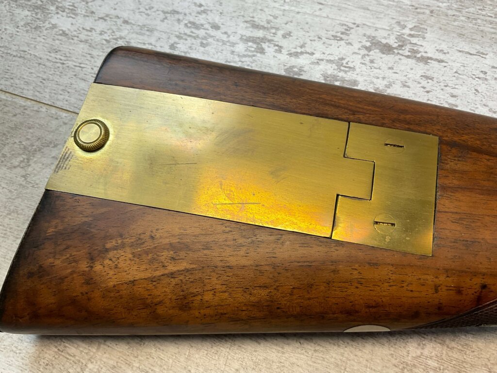 HOLLIS AND SHEATH LONDON 8GA. BLACK POWDER SXS DOUBLE BARREL DAMASCUS SHOTGUN, JAMES EARL JONES "FAVORITES" COLLECTION, ANTIQUE #5-11080