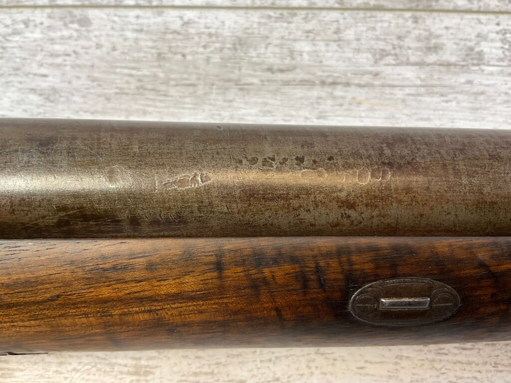 HOLLIS AND SHEATH LONDON 8GA. BLACK POWDER SXS DOUBLE BARREL DAMASCUS SHOTGUN, JAMES EARL JONES "FAVORITES" COLLECTION, ANTIQUE #5-11080