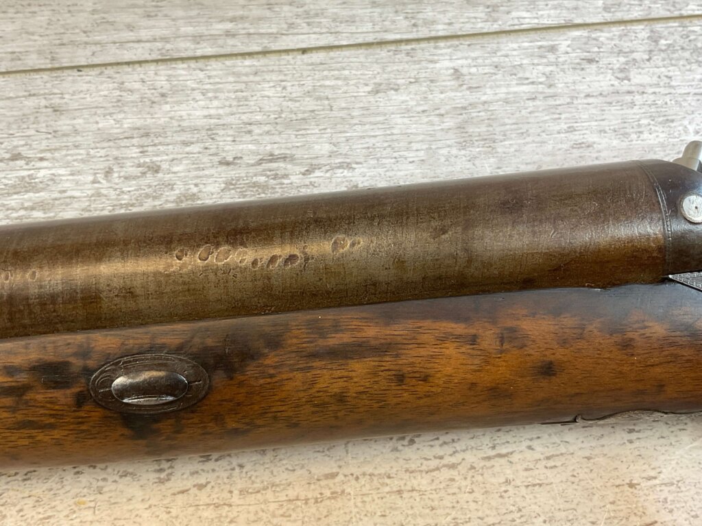 HOLLIS AND SHEATH LONDON 8GA. BLACK POWDER SXS DOUBLE BARREL DAMASCUS SHOTGUN, JAMES EARL JONES "FAVORITES" COLLECTION, ANTIQUE #5-11080