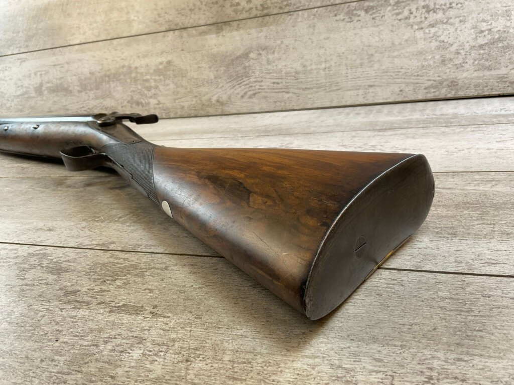 HOLLIS AND SHEATH LONDON 8GA. BLACK POWDER SXS DOUBLE BARREL DAMASCUS SHOTGUN, JAMES EARL JONES "FAVORITES" COLLECTION, ANTIQUE #5-11080