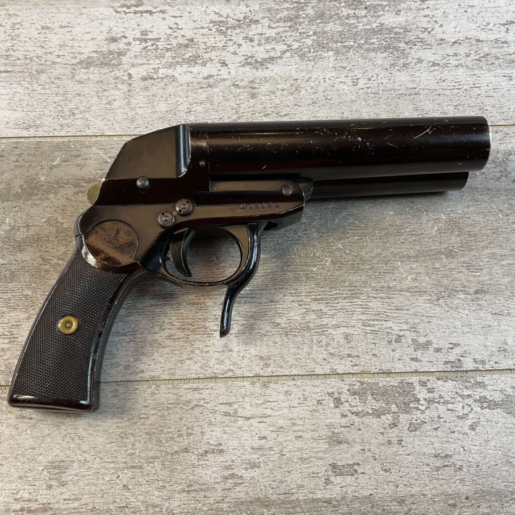 KRIEGHOFF LUFTWAFFE DOUBLE BARREL FLIEGER LEUCHTPISTOLE L. 1942 FZS CODED FLARE PISTOL