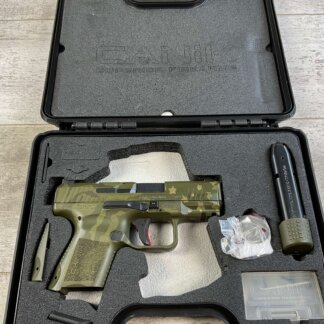 CANIK TP9 ELITE SUB-COMPACT 9MM WE THE PEOPLE GREEN CAMO SEMI AUTO PISTOL, MINTY, LIKE NEW #6-06001-PF