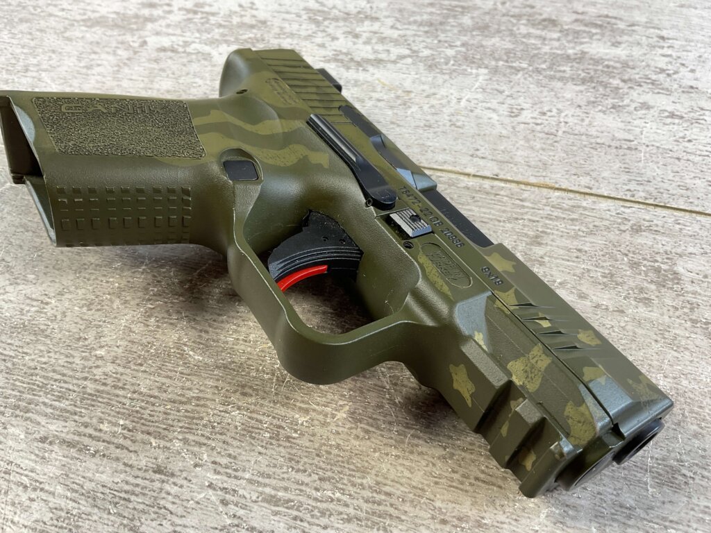 CANIK TP9 ELITE SUB-COMPACT 9MM WE THE PEOPLE GREEN CAMO SEMI AUTO PISTOL, MINTY, LIKE NEW #6-06001-PF