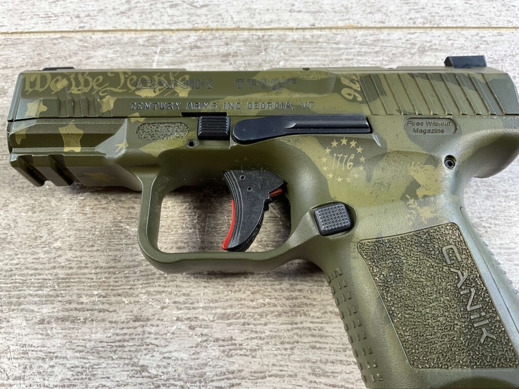 CANIK TP9 ELITE SUB-COMPACT 9MM WE THE PEOPLE GREEN CAMO SEMI AUTO PISTOL, MINTY, LIKE NEW #6-06001-PF