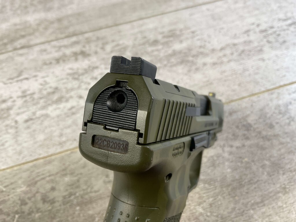 CANIK TP9 ELITE SUB-COMPACT 9MM WE THE PEOPLE GREEN CAMO SEMI AUTO PISTOL, MINTY, LIKE NEW #6-06001-PF