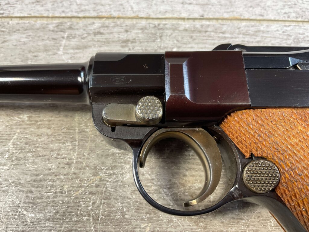 MAUSER INTERARMS AMERICAN EAGLE 4" .30 LUGER (7.65X21) P08 LUGER IN WOODEN DISPLAY CASE #6-06009-PF