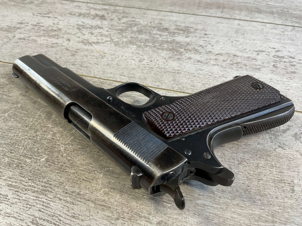 COLT 1911A1 .45 ACP SEMI AUTO PISTOL W/ BOYT HOLSTER, 1919 MFR #6-06021-PF