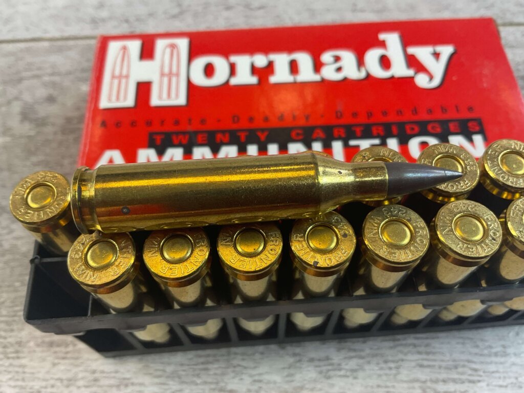 HORNADY 243 WIN., 58 GR. V-MAX MOLY COATED AMMO, FULL BOX, JAMES EARL JONES COLLECTION #5-11152-PF