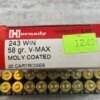 HORNADY 243 WIN., 58 GR. V-MAX MOLY COATED AMMO, FULL BOX, JAMES EARL JONES COLLECTION #5-11152-PF