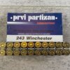 PRVI PARTIZAN 243 WIN., 90 GR. SP AMMO, FULL BOX, JAMES EARL JONES COLLECTION #5-11154-PF