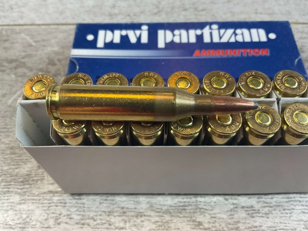 PRVI PARTIZAN 243 WIN., 90 GR. SP AMMO, FULL BOX, JAMES EARL JONES COLLECTION #5-11154-PF