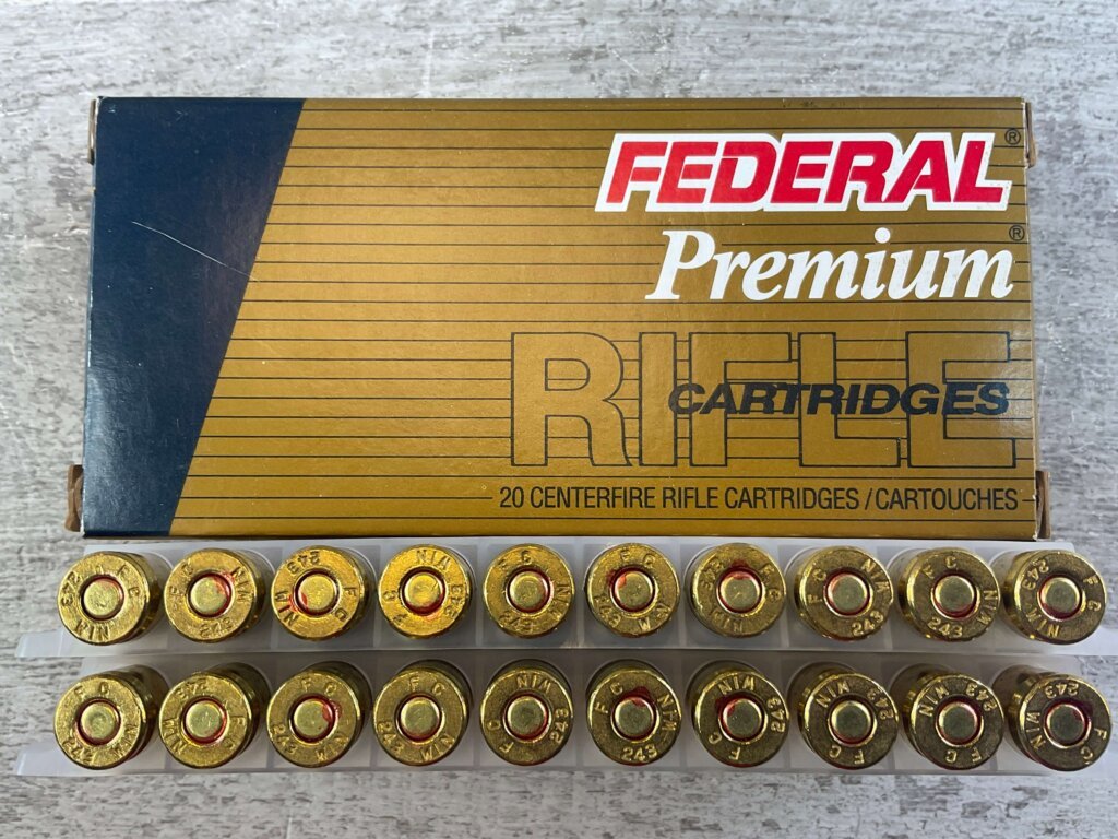 FEDERAL PREMIUM 243 WIN., 70 GR. SPEER TNT HP AMMO, FULL BOX, JAMES EARL JONES COLLECTION #5-11155-PF