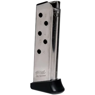 WALTHER .380 ACP PPK 6-ROUND ERGONOMIC FINGER REST MAG, NICKEL #6-07007-PF