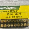 REMINGTON EXPRESS RIFLE 243 WIN., 80 GR. PSP AMMO, FULL BOX, JAMES EARL JONES COLLECTION #5-11158-PF