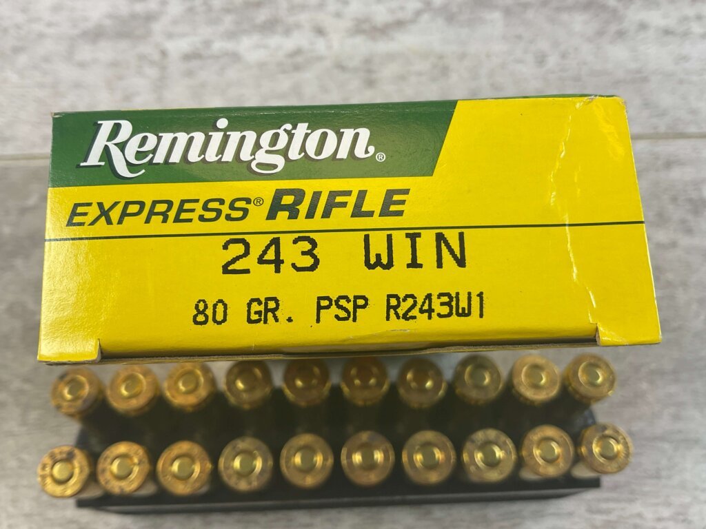 REMINGTON EXPRESS RIFLE 243 WIN., 80 GR. PSP AMMO, FULL BOX, JAMES EARL JONES COLLECTION #5-11158-PF