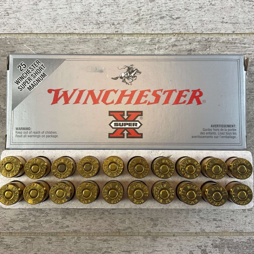 WINCHESTER SUPER-X 25 WSSM, 120 GR. POSITIVE EXPANDING POINT AMMO, FULL BOX, JAMES EARL JONES COLLECTION #5-11164-PF