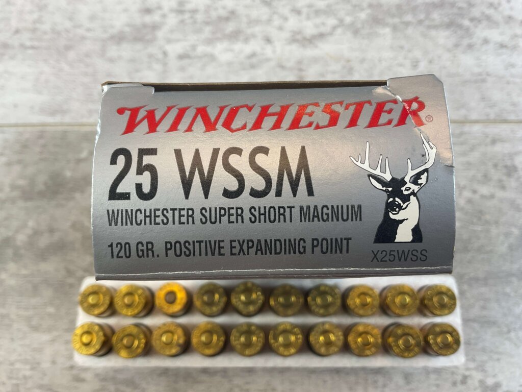 WINCHESTER SUPER-X 25 WSSM, 120 GR. POSITIVE EXPANDING POINT AMMO, FULL BOX, JAMES EARL JONES COLLECTION #5-11164-PF