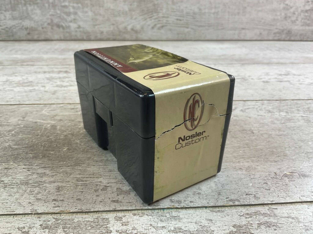 NOSLER CUSTOM 222 REM., 40 GR. BALLISTIC TIP 3330 FPS AMMO, FULL, UNOPENED BOX (QTY 50), JAMES EARL JONES COLLECTION #5-11129-PF
