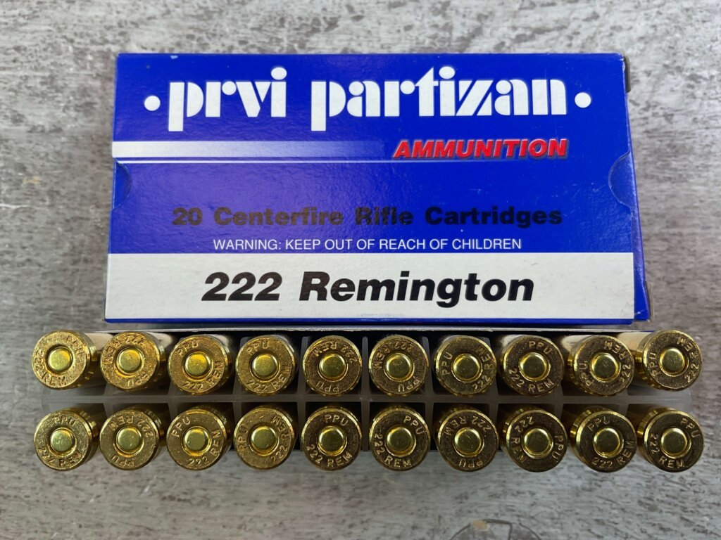 PRVI PARTIZAN 222 REM., SP 50 GR. AMMO, FULL BOX (QTY 20), JAMES EARL JONES COLLECTION #5-11131-PF