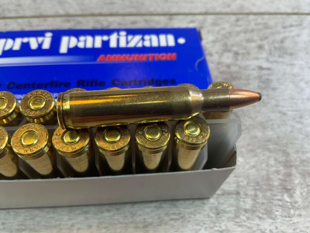 PRVI PARTIZAN 222 REM., SP 50 GR. AMMO, FULL BOX (QTY 20), JAMES EARL JONES COLLECTION #5-11131-PF