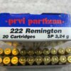 PRVI PARTIZAN 222 REM., SP 50 GR. AMMO, FULL BOX (QTY 20), JAMES EARL JONES COLLECTION #5-11131-PF