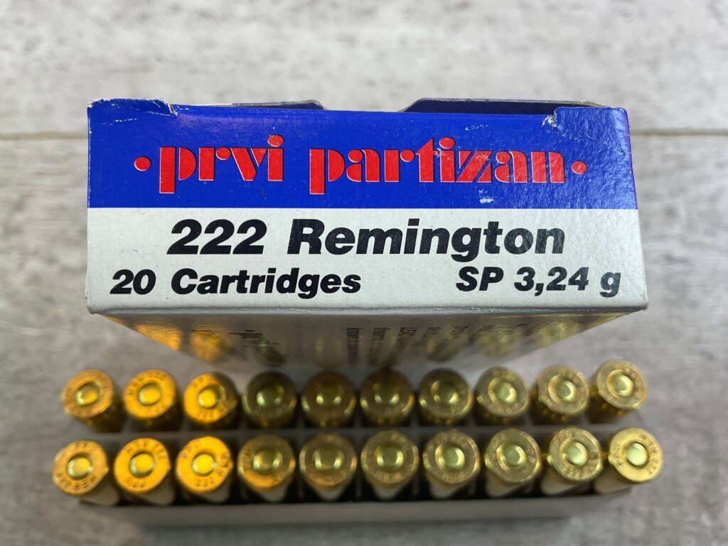 PRVI PARTIZAN 222 REM., SP 50 GR. AMMO, FULL BOX (QTY 20), JAMES EARL JONES COLLECTION #5-11131-PF