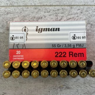 IGMAN 222 REM., 55 GR. FMJ AMMO, MADE IN BOSNIA & HERZEGOVINA, JAMES EARL JONES COLLECTION #5-11132-PF