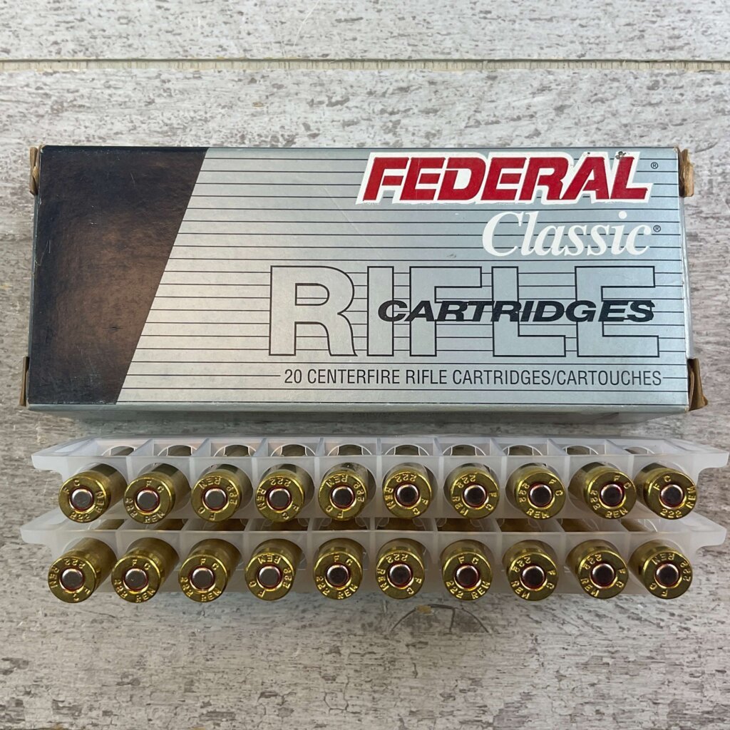 FEDERAL 222 REM., 50 GR. HI-SHOK SP AMMO, FULL BOX (QTY 20), JAMES EARL JONES COLLECTION #5-11133-PF