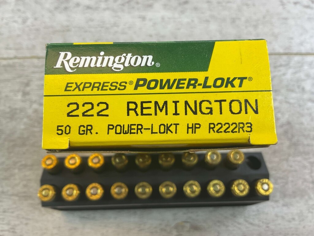 REMINGTON EXPRESS POWER-LOKT 222 REM., 50 GR. HP AMMO, QTY 19, JAMES EARL JONES COLLECTION #5-11135-PF