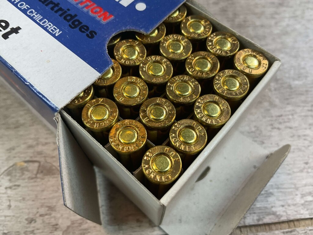 PRVI PARTIZAN 22 HORNET, 45 GR. SP AMMO, FULL BOX (QTY 50), JAMES EARL JONES COLLECTION #5-11137-PF