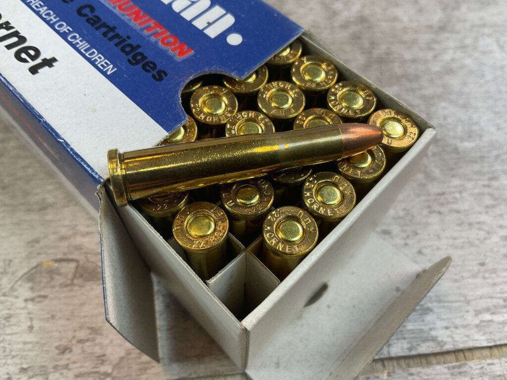 PRVI PARTIZAN 22 HORNET, 45 GR. SP AMMO, FULL BOX (QTY 50), JAMES EARL JONES COLLECTION #5-11137-PF