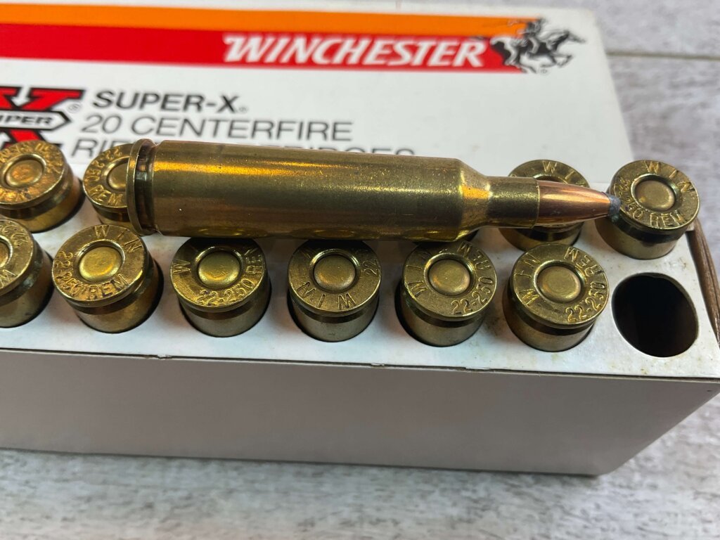 WINCHESTER 22-250 REMINGTON, 55 GR. PSP AMMO, FULL BOX (QTY 20), JAMES EARL JONES COLLECTION #5-11138-PF