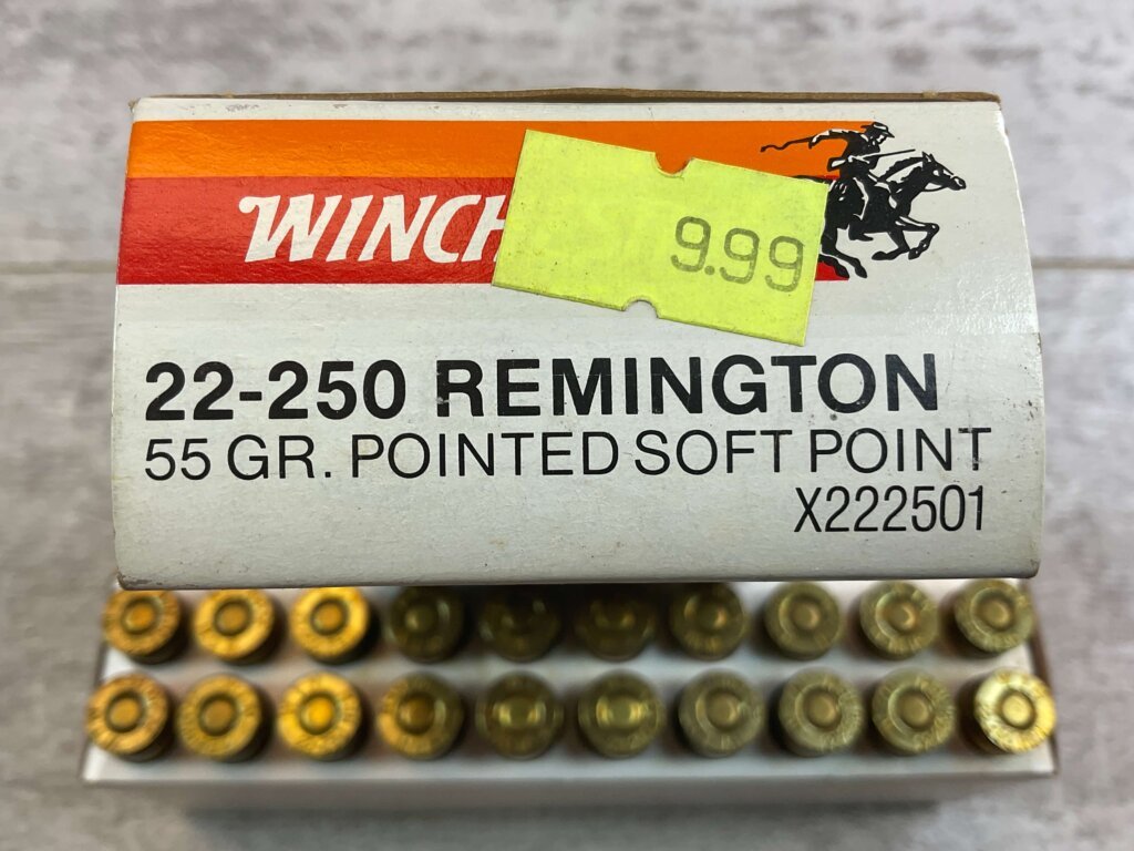 WINCHESTER 22-250 REMINGTON, 55 GR. PSP AMMO, FULL BOX (QTY 20), JAMES EARL JONES COLLECTION #5-11138-PF