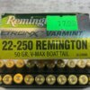 REMINGTON EXTRONX VARMINT 22-250 REMINGTON, 50 GR. V-MAX BOAT TAIL AMMO, FULL BOX (QTY 20), JAMES EARL JONES COLLECTION #5-11139-PF