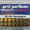 PRVI PARTIZAN 22-250 REMINGTON, 55 GR. FMJ BT AMMO, FULL BOX (QTY 20), JAMES EARL JONES COLLECTION #5-11140-PF