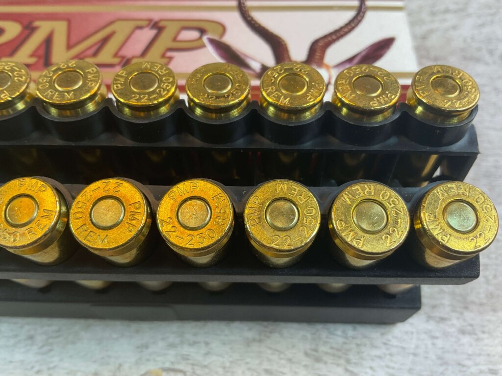 PMP 22-250 REMINGTON, 55 GR. SP SOUTH AFRICAN AMMO, FULL BOX (QTY 20), JAMES EARL JONES COLLECTION #5-11141-PF