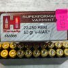 HORNADY SUPERFORMANCE VARMINT 22-250 REMINGTON, 50 GR. V-MAX AMMO, FULL BOX (QTY 20), JAMES EARL JONES COLLECTION #5-11142-PF