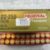 FEDERAL PREMIUM 22-250 REMINGTON, 40 GR. HP AMMO, FULL BOX (QTY 20), JAMES EARL JONES COLLECTION #5-11144-PF