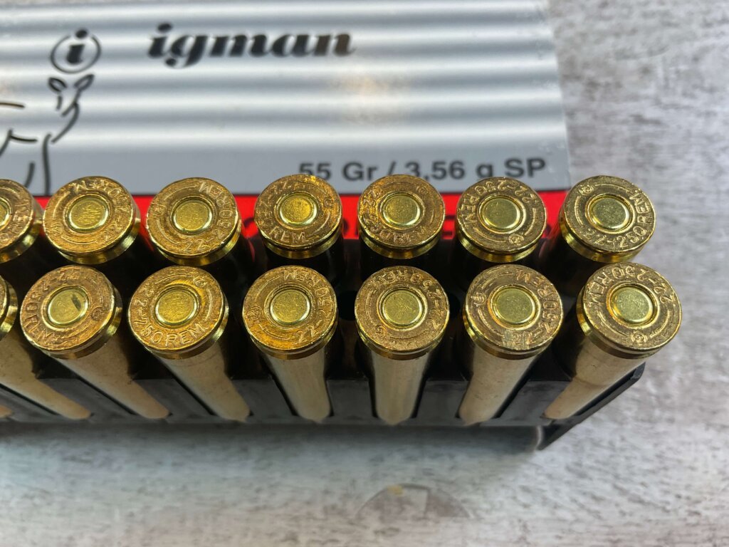 IGMAN 22-250 REMINGTON, 55 GR. SP AMMO, FULL BOX (QTY 20), JAMES EARL JONES COLLECTION #5-11145-PF
