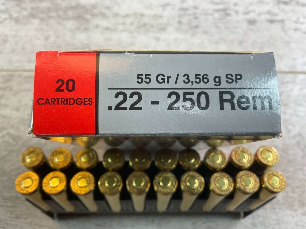IGMAN 22-250 REMINGTON, 55 GR. SP AMMO, FULL BOX (QTY 20), JAMES EARL JONES COLLECTION #5-11145-PF