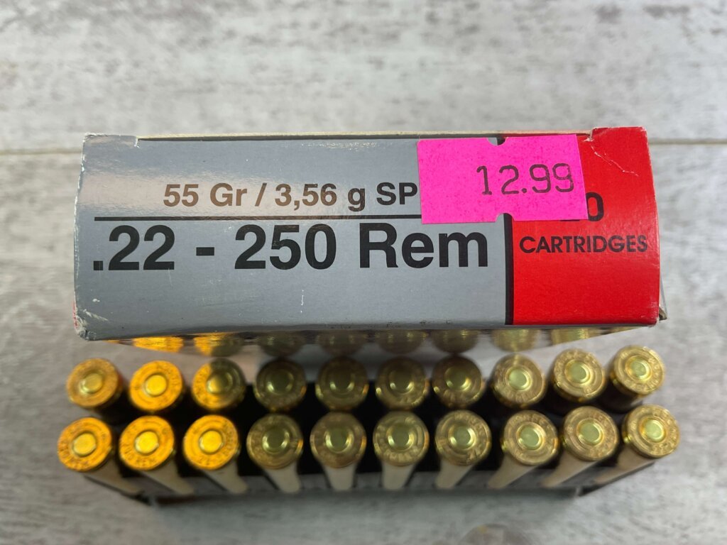 IGMAN 22-250 REMINGTON, 55 GR. SP AMMO, FULL BOX (QTY 20), JAMES EARL JONES COLLECTION #5-11145-PF